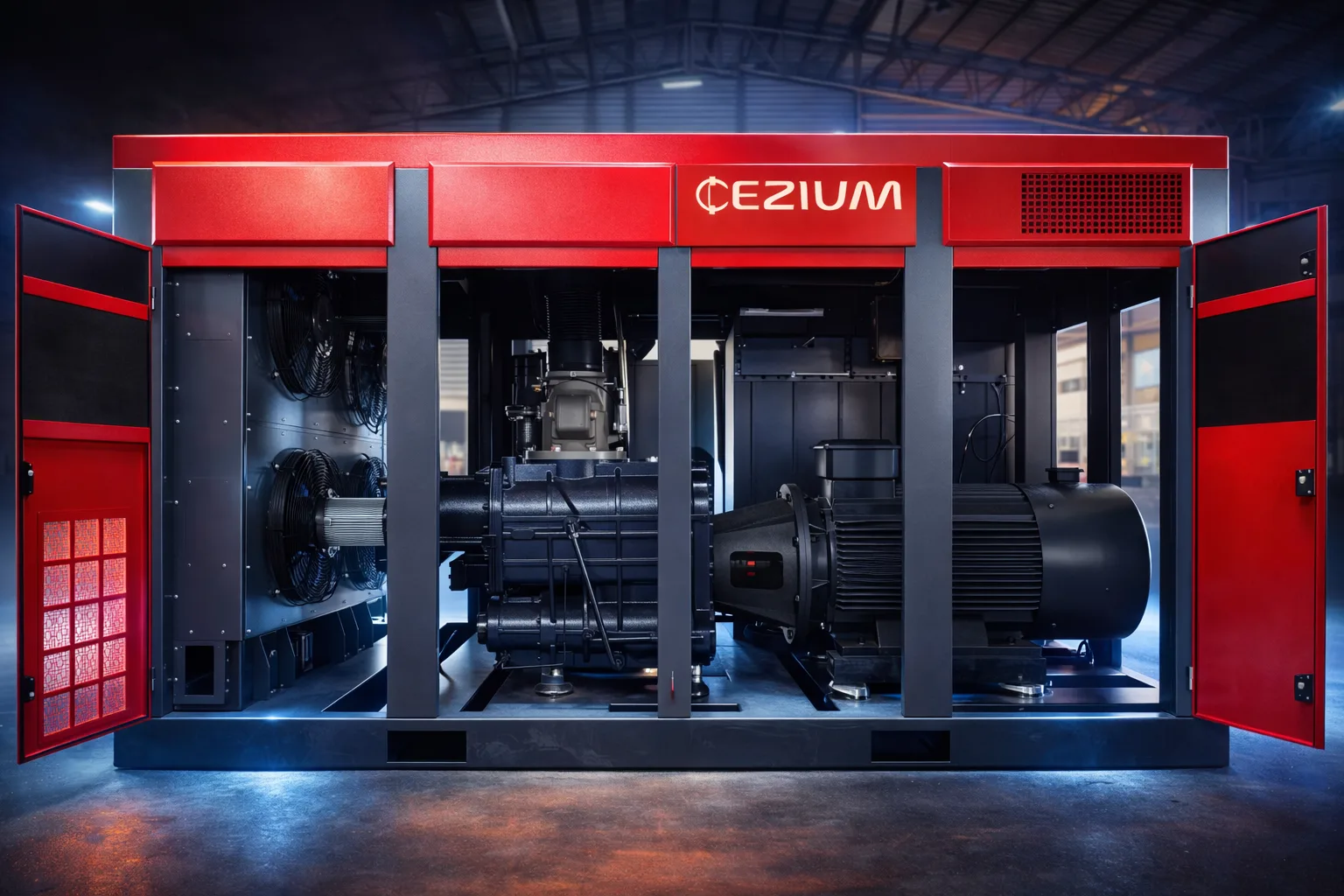 Compresseur industriel modernisé dans une salle des machines