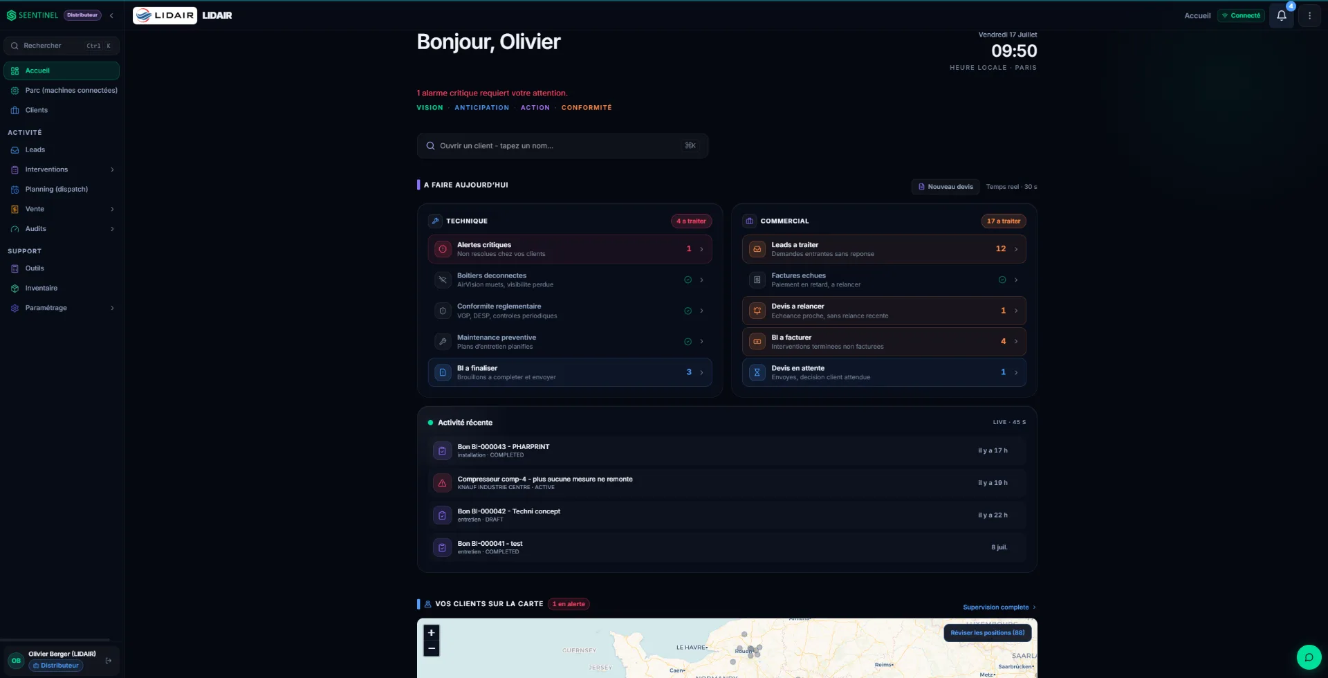SEENTINEL, cockpit exploitant