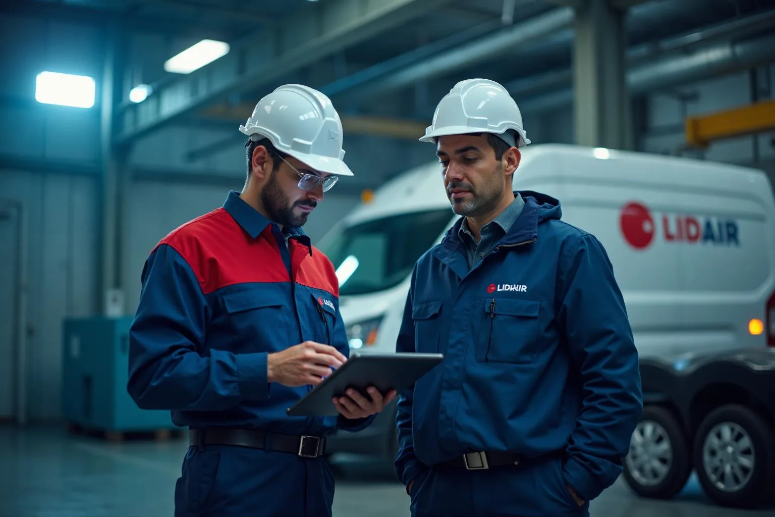 Technicien LIDAIR avec un client